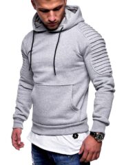 Men's Hoodie Striped Pleated Raglan Sleeve Hoodie - Image 6