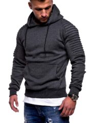 Men's Hoodie Striped Pleated Raglan Sleeve Hoodie - Image 4